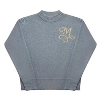 Hommes nouvelle mode haute rue décontracté Streetwear Y2K rétro à manches longues pull Signature M Logo motif pull Boxy haut tricoté 3