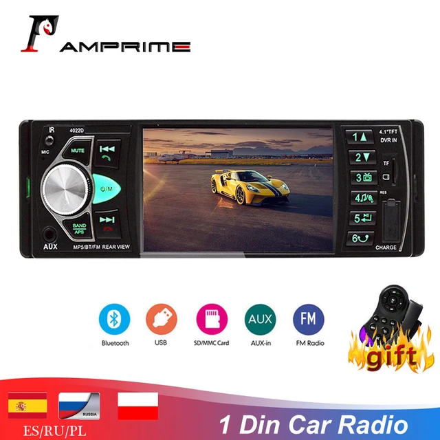 Amprime 1 Din Autoradio 4022d FM Radio Auto Auto Audio Stereo Bluetooth Autoradio  Unterstützung Rückfahrkamera Lenkradsteuerung