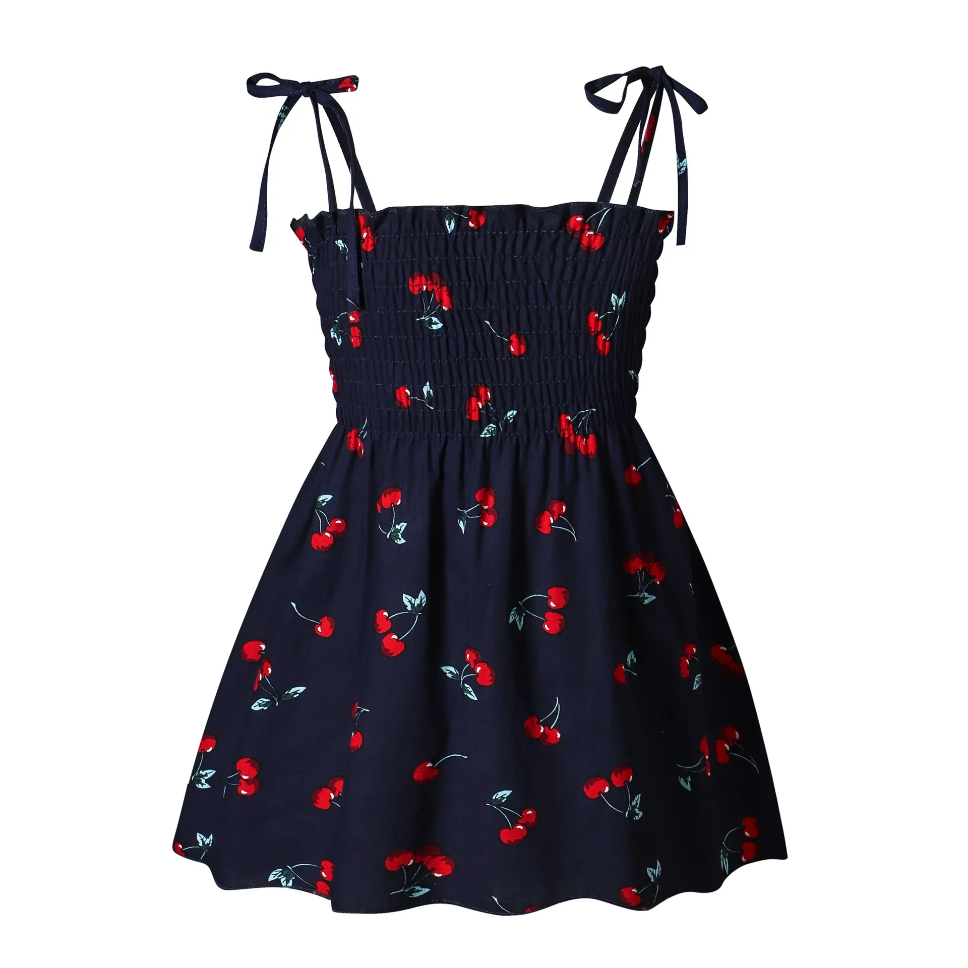 ‌2025 Summer Girls Princess Beach Dress Strapless Floral Print Sleeveless Party Wear Toddler Solid Color Casual Fashion 1-6Y