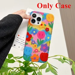 Korean Cute Laser Love Heart Flower Holder Stand Case - Shockproof Hard Cover - iPhone 15 Pro Max (Only Case)