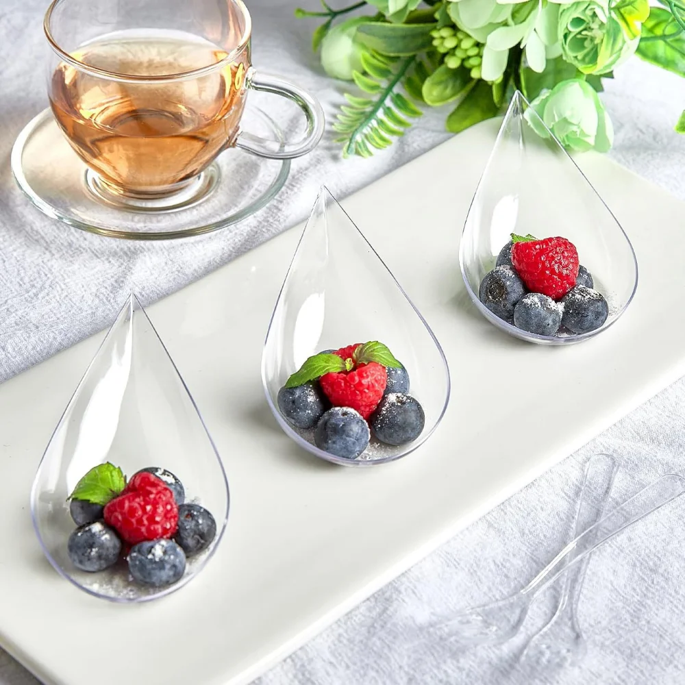 10Pcs Disposable Appetizer Plates Fruit Candy Cake Jelly Yogurt Mousse Dessert Cup Spoon Shaped Baking Food Container Tableware