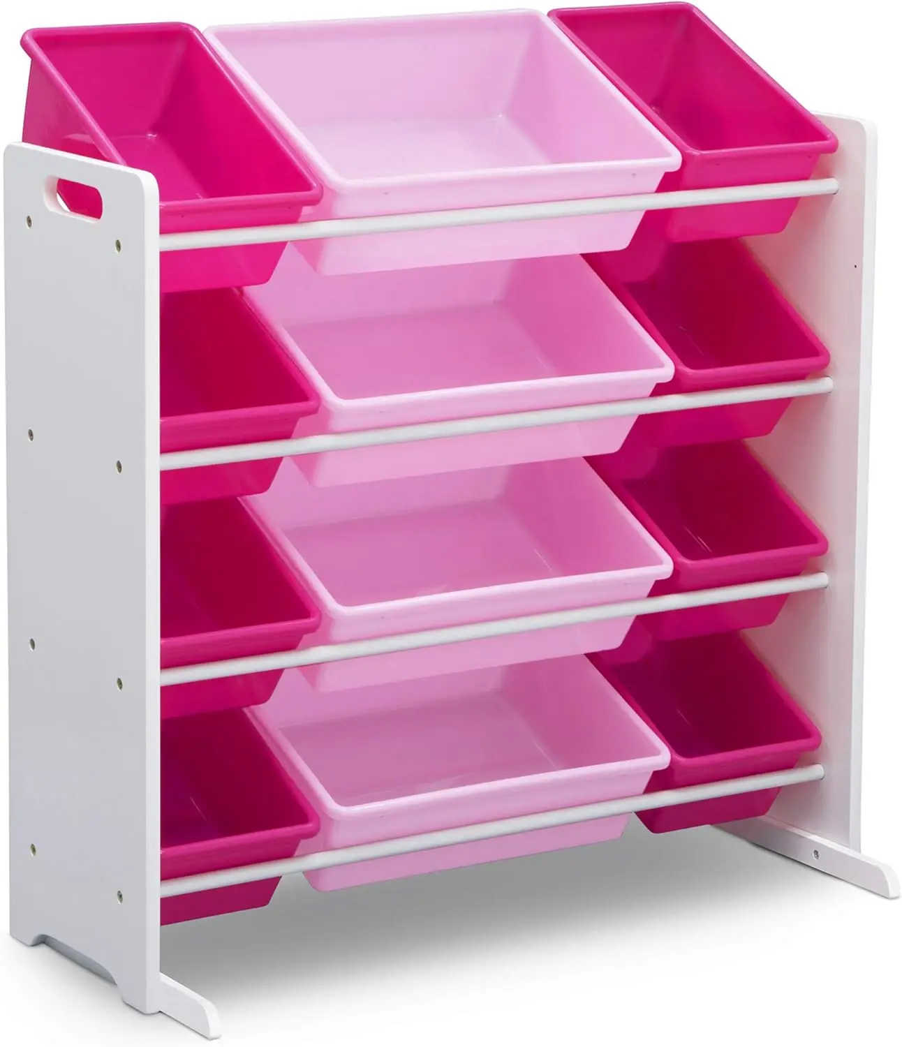 Children Kids Toy Storage Organizer with  Plastic Bins - Greenguard Gold Certified, White/Pink 2