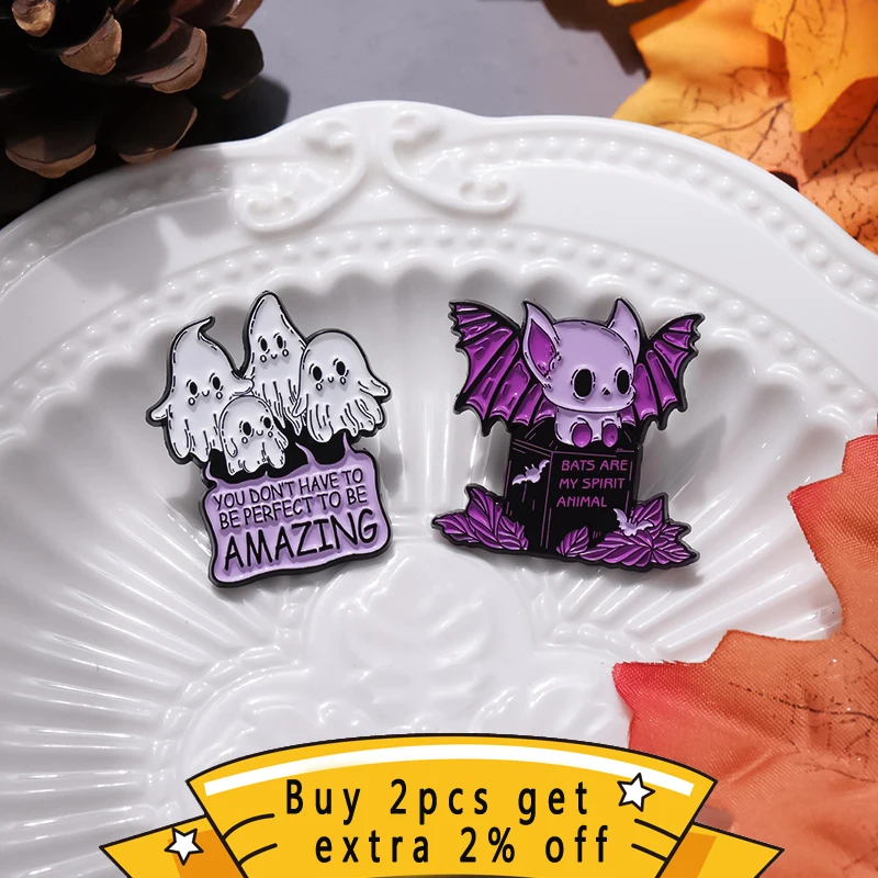 Broches série Halloween, château crâne lettre cœur araignée, Badges de revers de citrouille