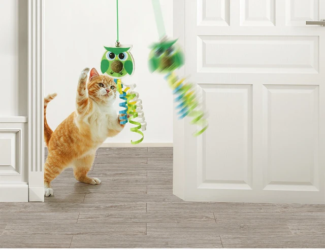 Cat Pet Toy Hanging Door To Relieve Depression Swinging Hanging Elastic Rope Feather Playing Stick Bell Spider Gatos Для Кошек 2