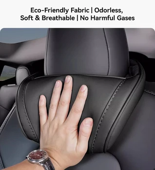 Feriales Premium Nackenkissen – Ergonomische Kopfstütze aus Echtleder & Memory-Schaum – Passgenau für Modell 3/Y/X/S (Edition 2025) 2