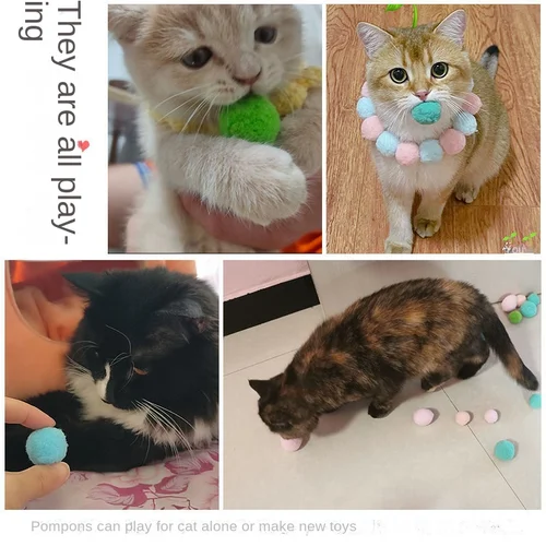 고양이용 다채로운 봉제 공 고양이 장난감, 어금니 물기 방지, 탄력 있는 상호 작용, 재미있는 고양이 공, 씹는 장난감, 애완 동물 제품, 드롭쉬핑 4