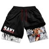 Anime Baki Hanma Gym Workout Shorts for Men Athletic Quick Dry 2 in 1 Compression Shorts Cosplay Costume 2