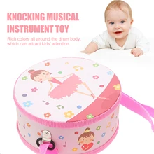  Cartoon Children Drum Instrument Kids Wooden Drum Drumming Instrument Educational Baby Musical Toy Percussion Instrument 