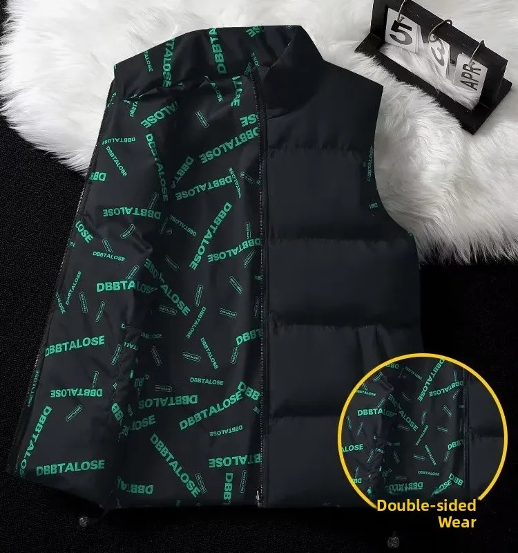 Men's Cotton Vest Loose Fit Svel Stand Collar Warmth Enhancing Workwear Sle Autumn Winter Faion Youth Trend