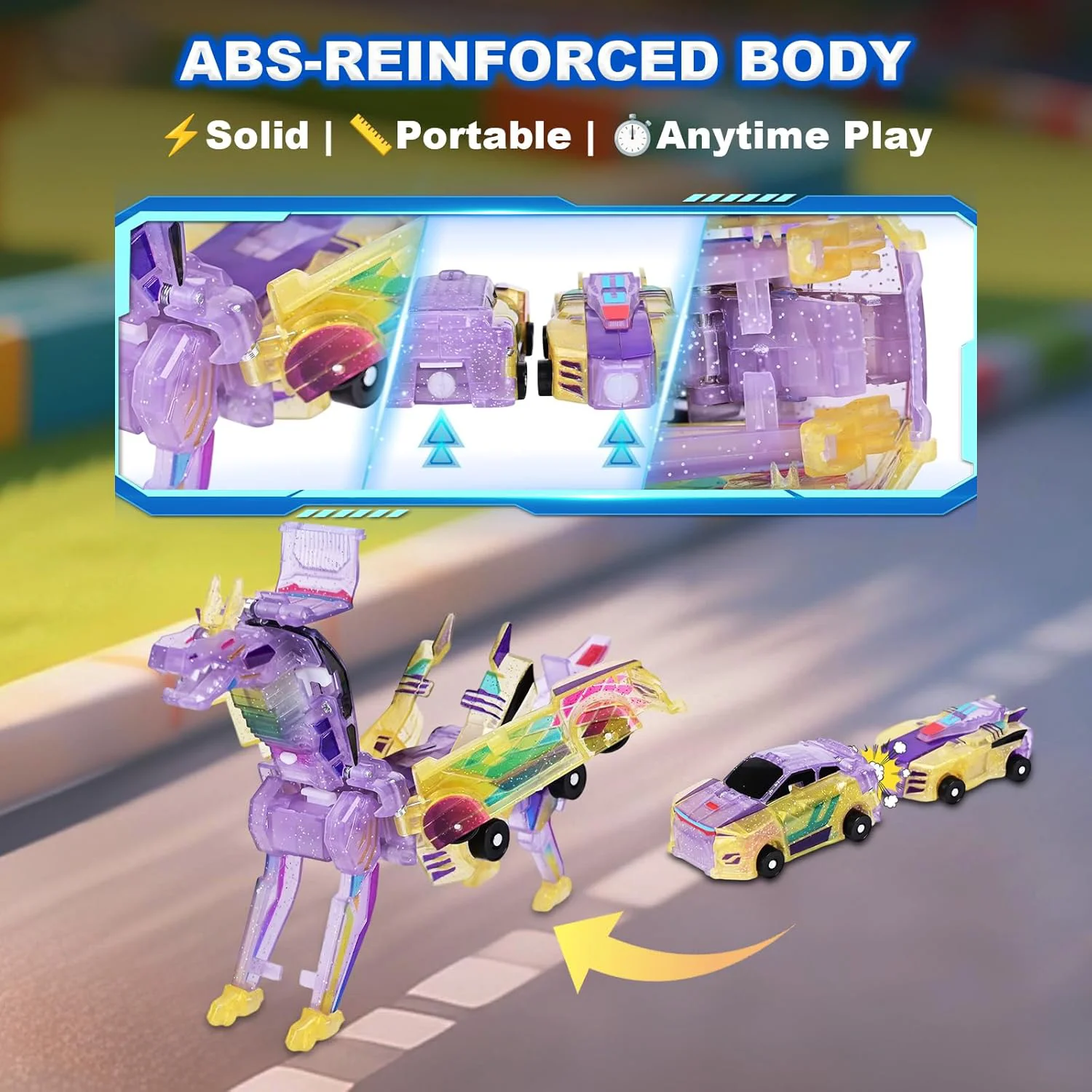 Magnetic Transforming Car Toy - Unicorn Dinosaur Combo for Kids
