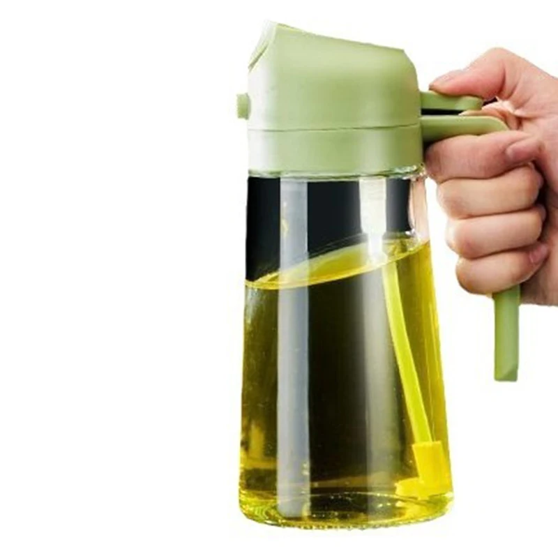 2 in 1 Olive Oil Spray Sprayer Dispenser Bottle for Barbecue Air Frying Pan Oven Camping