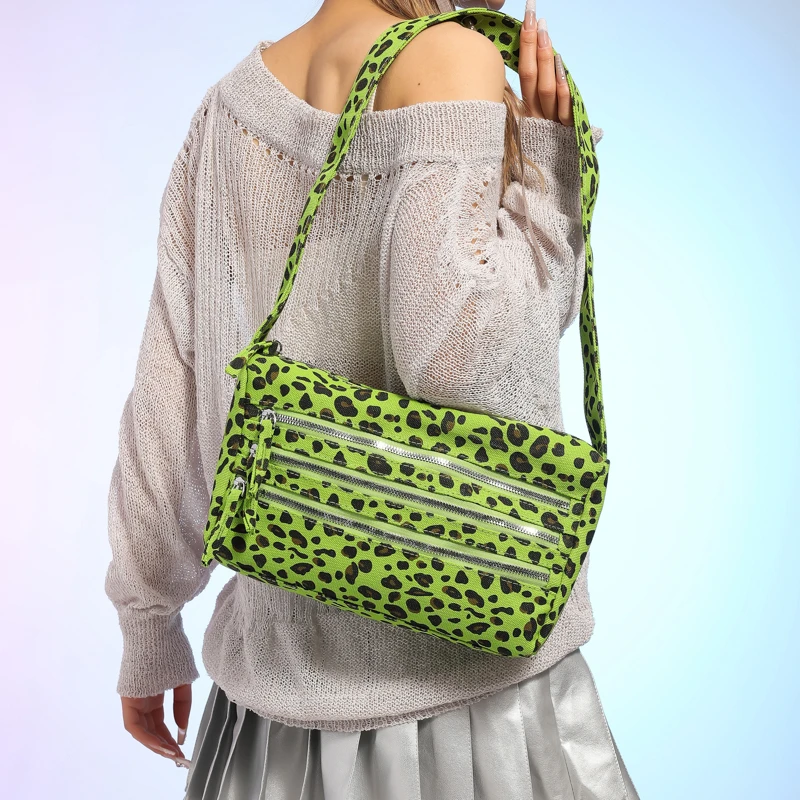 

Large Capacity Women's Leopard Print Clutch Bag Canvas Handbag Luxury Designer Shoulder Bag Brand Casual Tote Messenger Bag