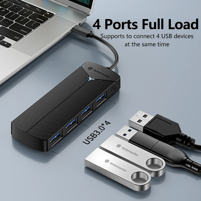 Yottamaster 5Gbps 4-in-1 USB3.0 Hub USB HUB Expansion Dock Ultra-Slim OTG Adapter Type C For PC IOS Computer Accessorie_voghion.com