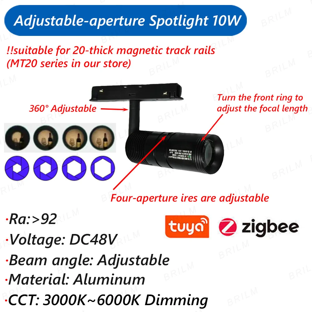Zigbee3.0 Smart Magnetic Track Light Tuya Alexa DC48V LED Spot Flood Grille Pendant Lamps Modern Home Living Room Black 2