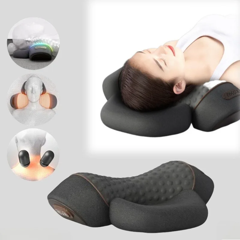 3-in-1 Neck Massage Pillow With Heat & Traction – Relieve Shoulder & Neck Pain, Portable USB-Powered