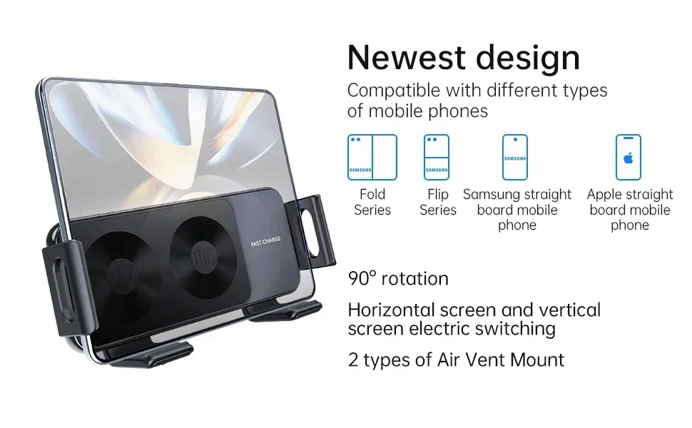 cargador inalambrico para carro con doble bobina con pantalla plegable, soporte de teléfono de carga rápida para Samsung Galaxy Z Fold 6 5 4 S24 Flip » cargador inalambrico para carro con doble bobina con pantalla plegable