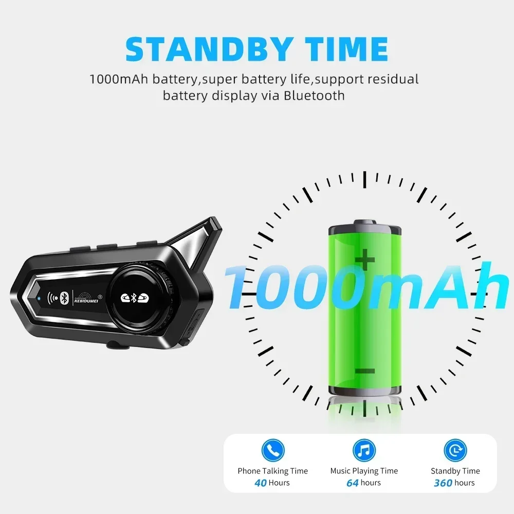 Helmet Intercom Bluetooth Hands Free Waterproof