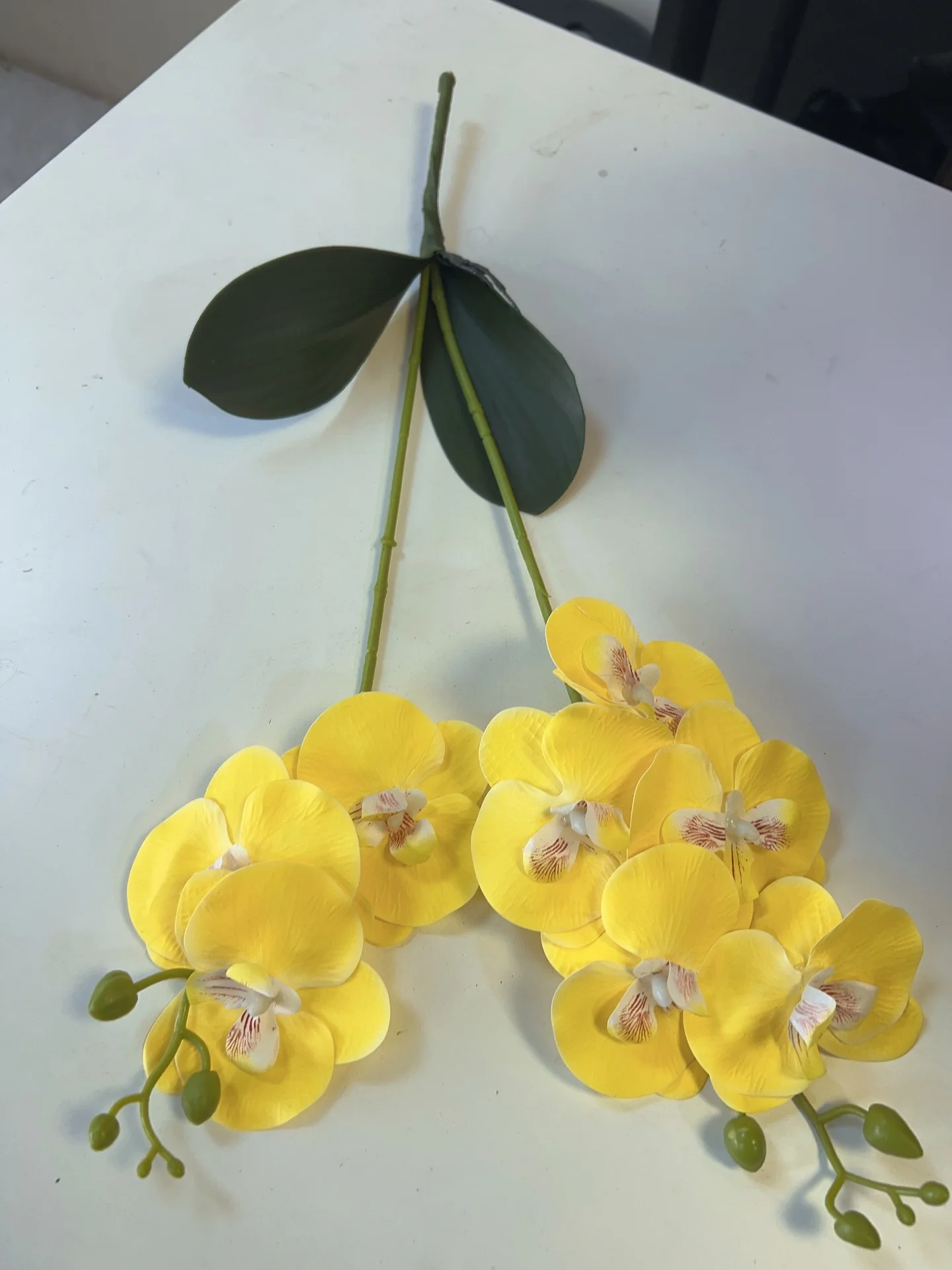 2 Zweige/Bündel Schmetterlingsorchidee mit Blatt, künstliche Blume, echte Haptik, künstliche Blume, Heim- und Hochzeitsdekoration, Weihnachtstischdeko – Detail 9