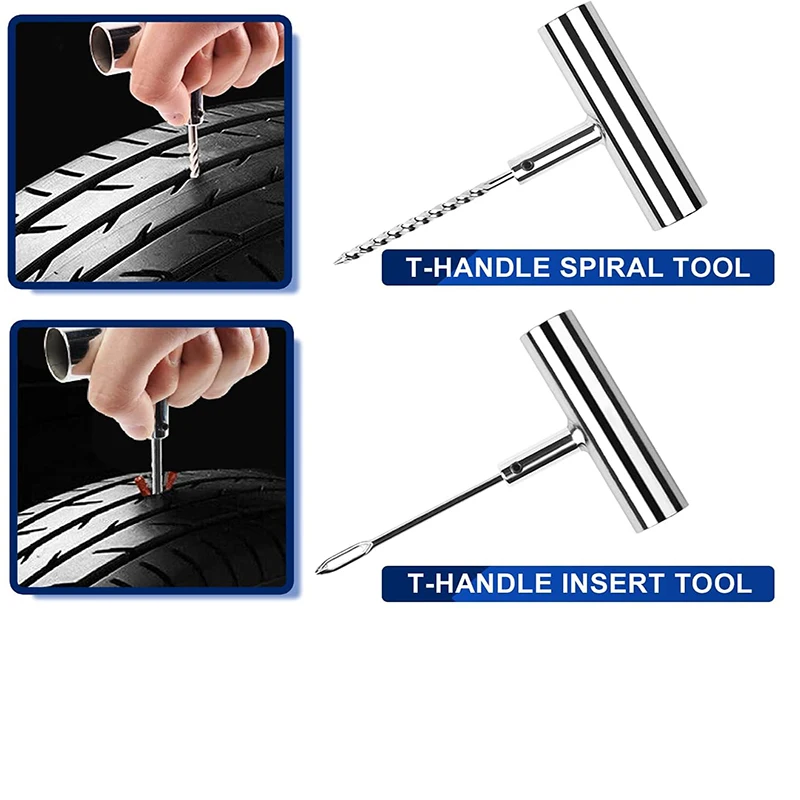 Metal Tire Puncture Repair Plug Kit Tubeless Tire Repair Tool Set Flat Tire Puncture Repair Kit Car for Cars Motorcycle ATV SUV