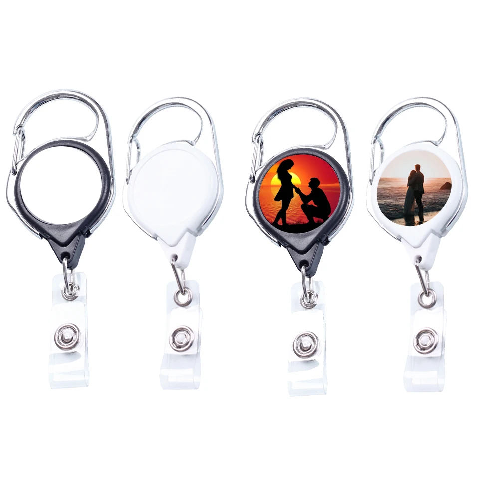 Sublimação em Branco Photo Badge Holder com Fivela Faça Você Mesmo id Name Tags Abs Sublimação Carretel 40 Pcs por Lote