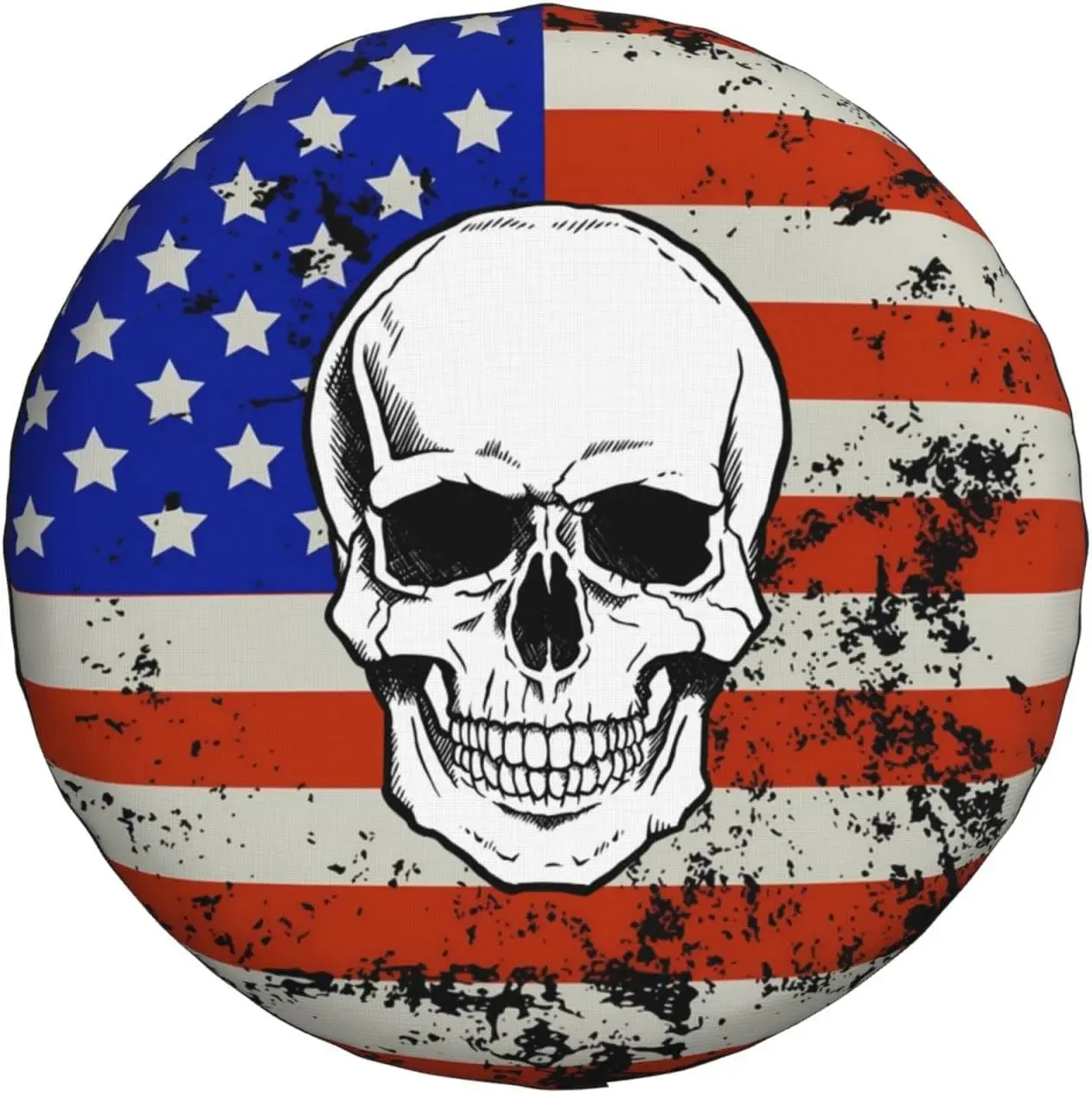 

American Flag Skull Spare Tire Cover Wheel Cover Waterproof Dust-Proof Tire Protectors Fits for Trailer RV SUV and Many Vehicles