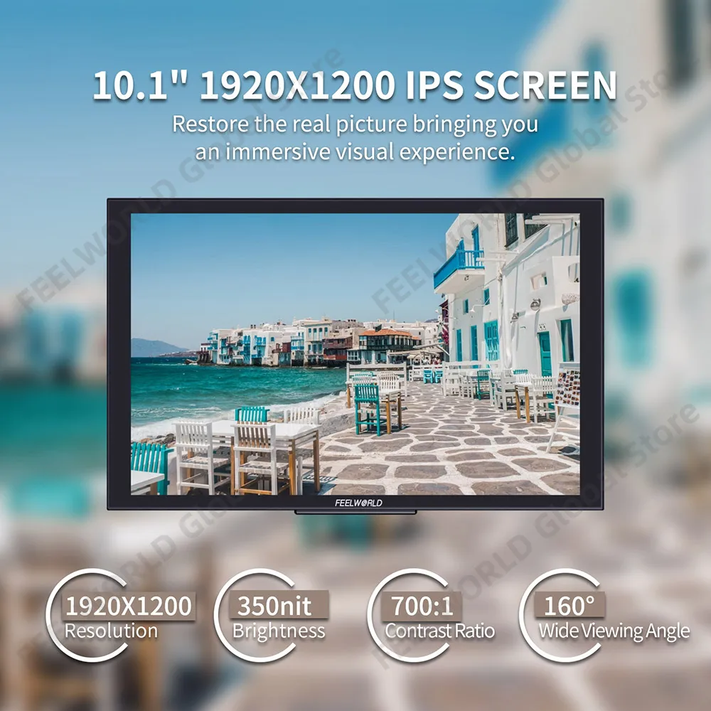 FEELWORLD ޴   ǻ ÷, ȭ ġ CŸ HDMI, DH101, 10.1 ġ ġũ, 1920x1200