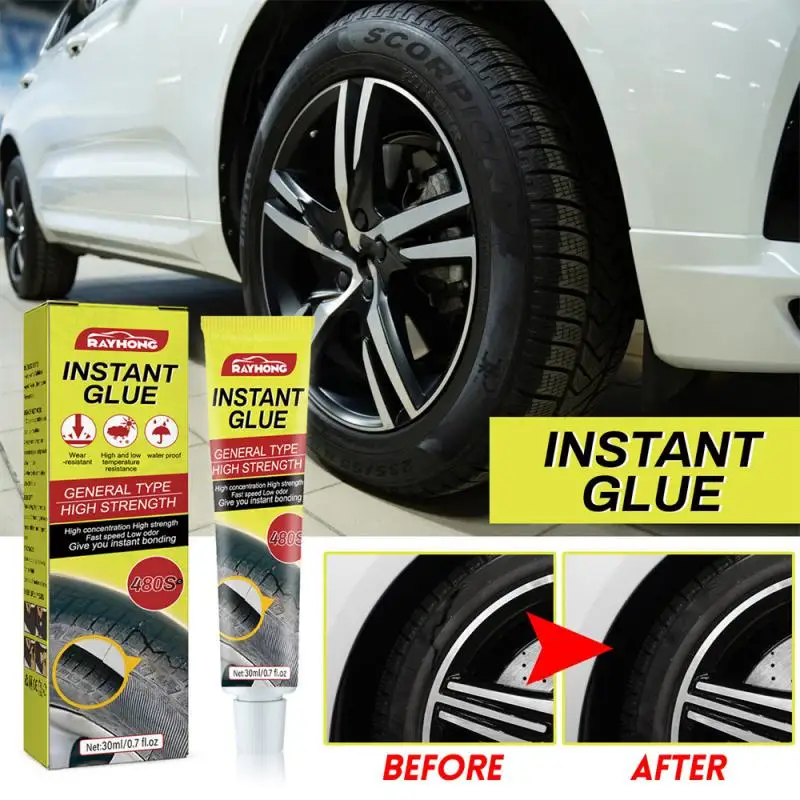

30ml Car Tire Repairing Glue Bicycle Motorcycle Tyre Inner Tube Puncture Repair Tools Tubeless Seal Strip Strong Tyre Repair Gel