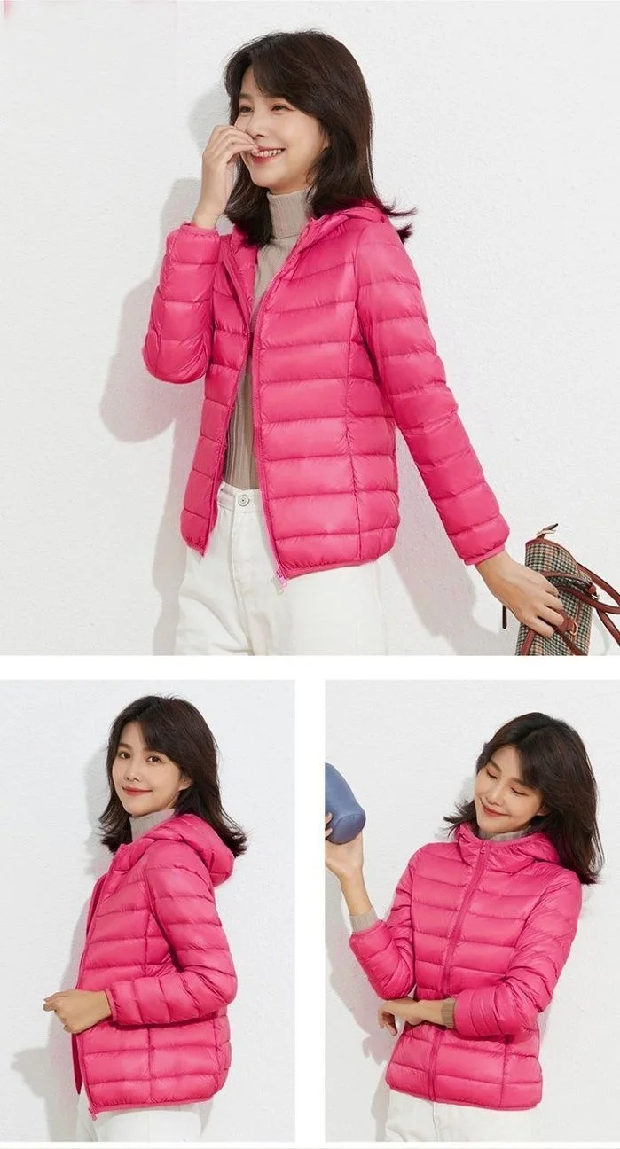 Down Jacket Ladies Spring Autumn Winter 2026 New Large Size Short Cotton Jacket Cardigan Hooded Outerwear Down Coat Women Parkas