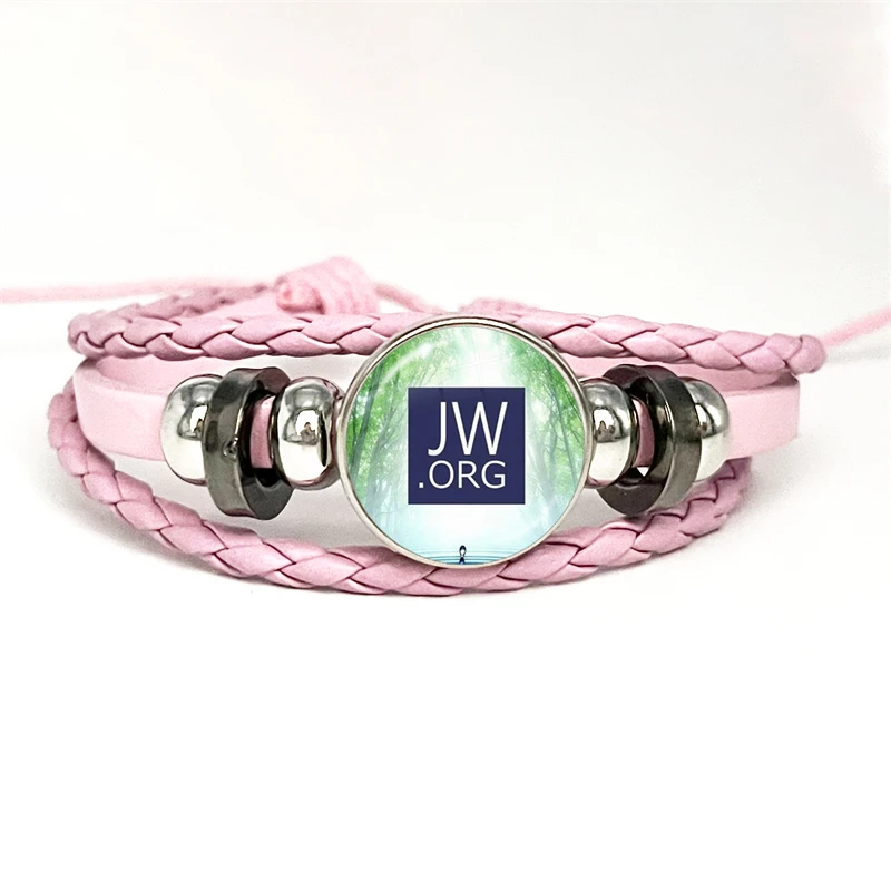 Fashion JW.ORG Casual Leather Bracelet JW Child Caleb Sophia Jehovah Bloodless Multilayer Pink Leather Bracelet Party Souvenir 4