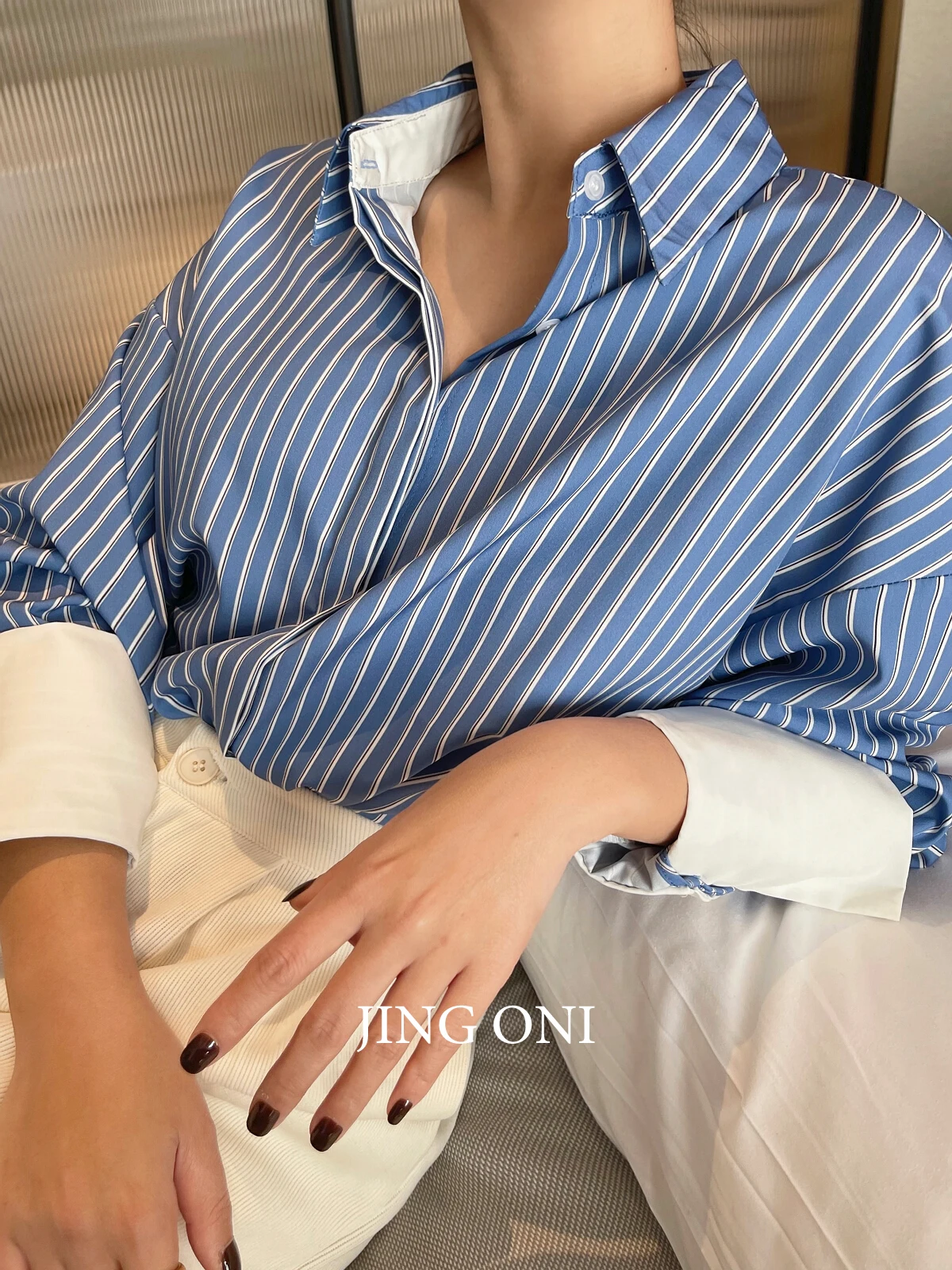 Stripe Shirts Blouses Woman Clothing Y2k Korean Fashion Style Vintage Long Sleeve Elegant Top Youthful Luxury Gothic Oversized luckymarche stripe oversized graphic tshirtqwtax23515nyx