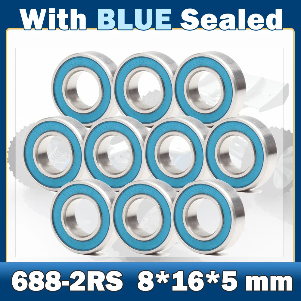 688RS Bearing ( 10 PCS ) 8*16*5 mm ABEC-7 Hobby Electric RC Car Truck 688 RS 2RS Ball Bearings 688-2RS Blue Sealed 6903rs bearing 10 pcs 17 30 7 mm abec 7 hobby electric rc car truck 6903 rs 2rs ball bearings 6903 2rs blue sealed