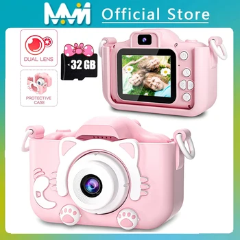 Fotocamera per bambini super carina Videocamera digitale per bambini HD 1080P Fotocamera per bambini da 2,0 pollici con custodie in silicone Giocattoli per Natale