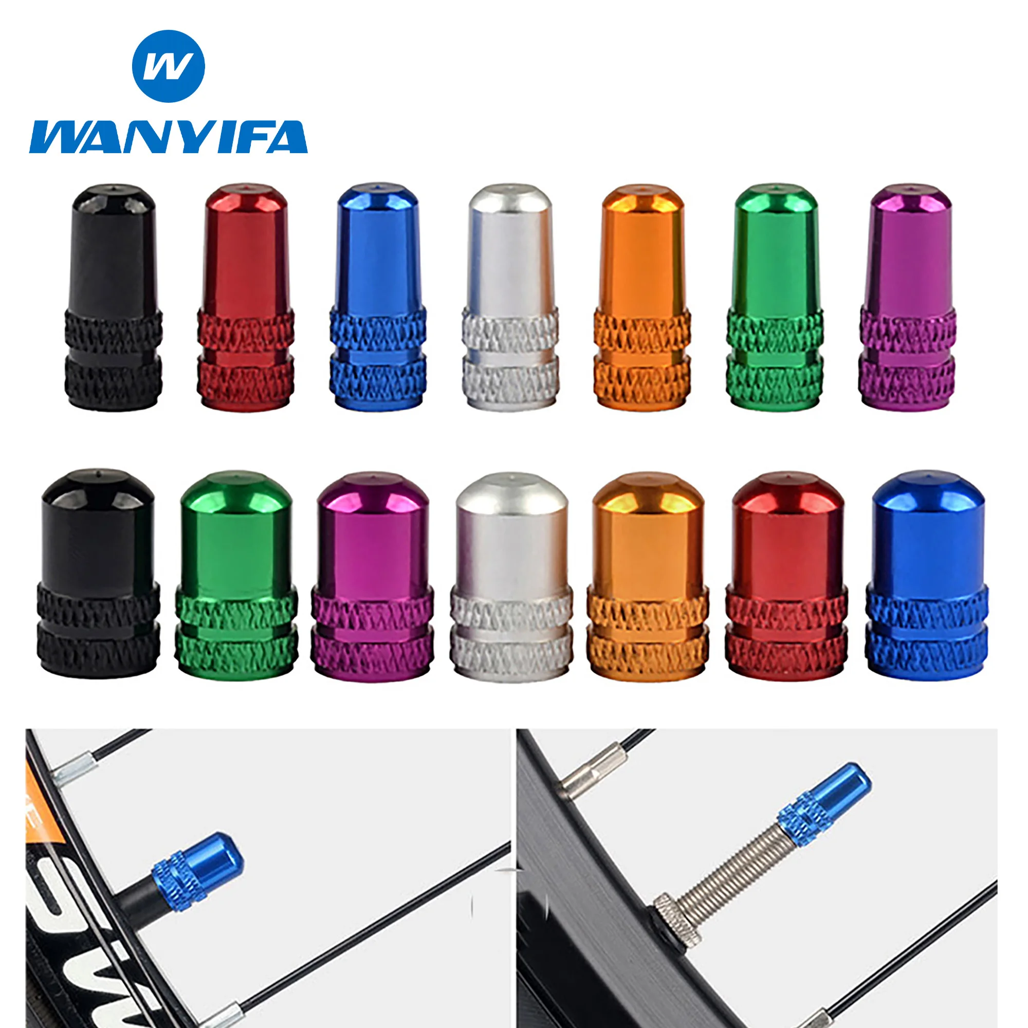 Wanyifa Aluminium Alloy Bike Valve Cap Presta Schrader Valve Stem Cap For Road Mountain Bicycle Tyre
