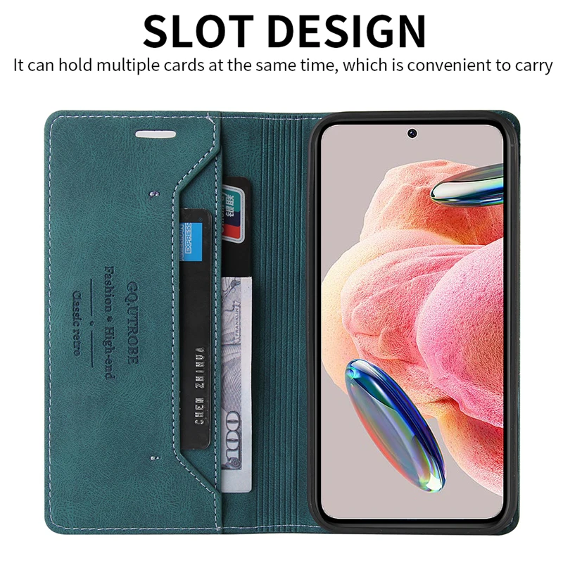 Premium Anti-Theft Leather Wallet Case - Brush Textured Cover