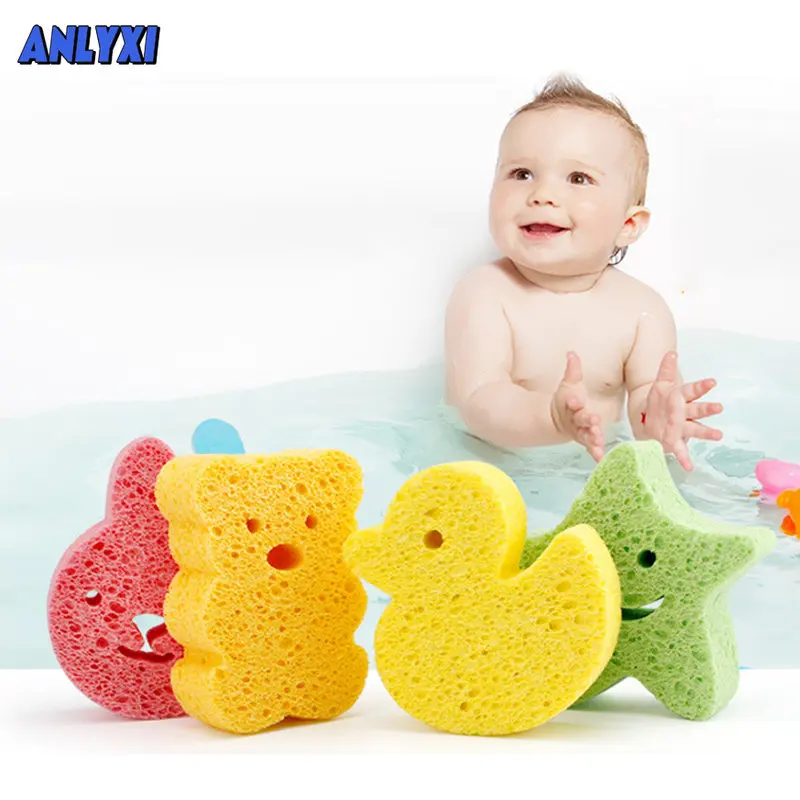 Éponge de bain douce pour bébé, douce pour la peau, forme de dessin animé,  ours, canard, étoile, douce, fournitures de douche pour nouveau-né,  créative, belle - AliExpress