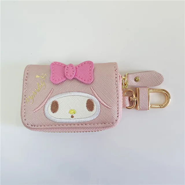 New Cute cartoon Kawaii Kuromi Mymelody Cinnamorol Wallet Car key bag KT cat PU Leather Zipper Small bag Key Storage bag 3