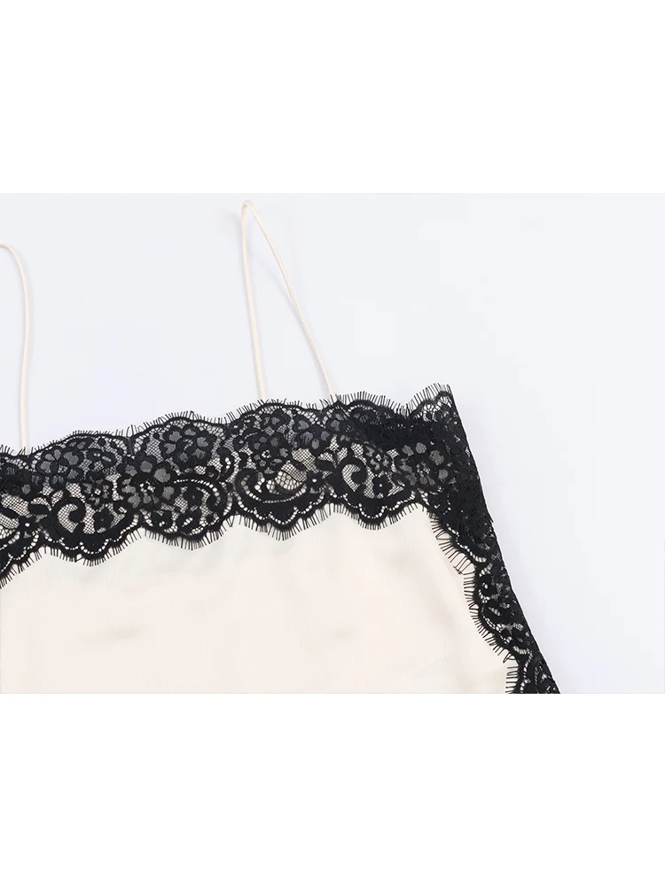 2026 New Women Lace Spliced Split Sling Top  Elegant Sexy Sleeveless Party Casual Camisole Top Fashion Female Vacation Outfit