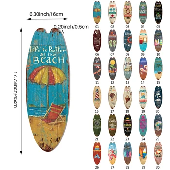 Vintage Wooden Printed Door Sign Sea Surfboard Summer Beach Ocean Theme Decorative Board Welcome Bar Home Wall Hanging Pendant 4
