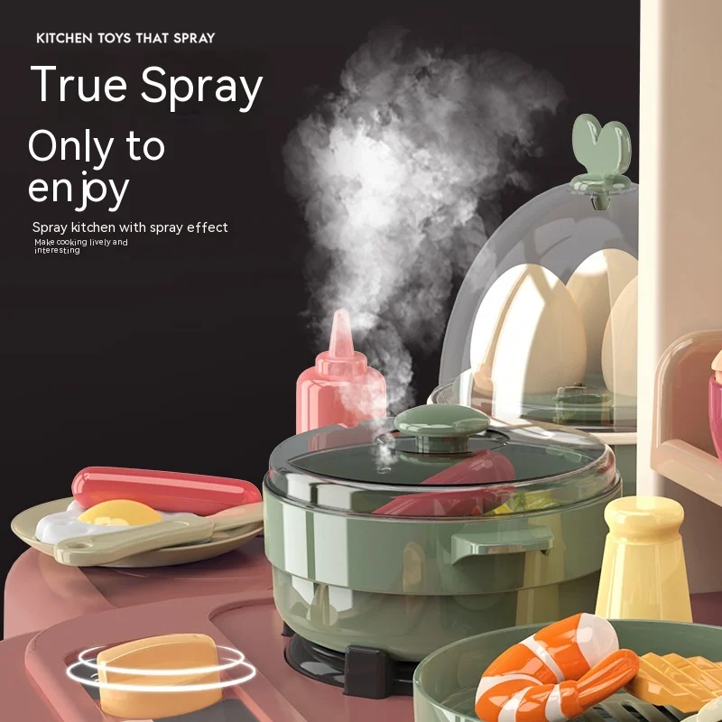 Children Go Home 63cm Simulation Acousto-optic Spray Kitchen Water Steam Tabletop Simulation Cooking Toys Birthday Present 4