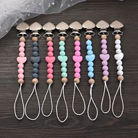 1Pcs Heart Metal Baby Nipple Clips Silicone Round Teether Beads Pacifier Chain For Baby Teething Nursing Safe Chew Toys BPA Free 1