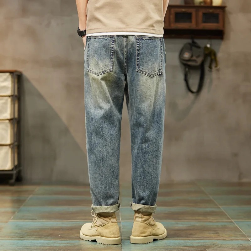 Spring and Summer New Jeans Men's Harlan Pants Men's Washable Pants Loose Youth Sports Fashion Brand Pants Large Jeans for Men