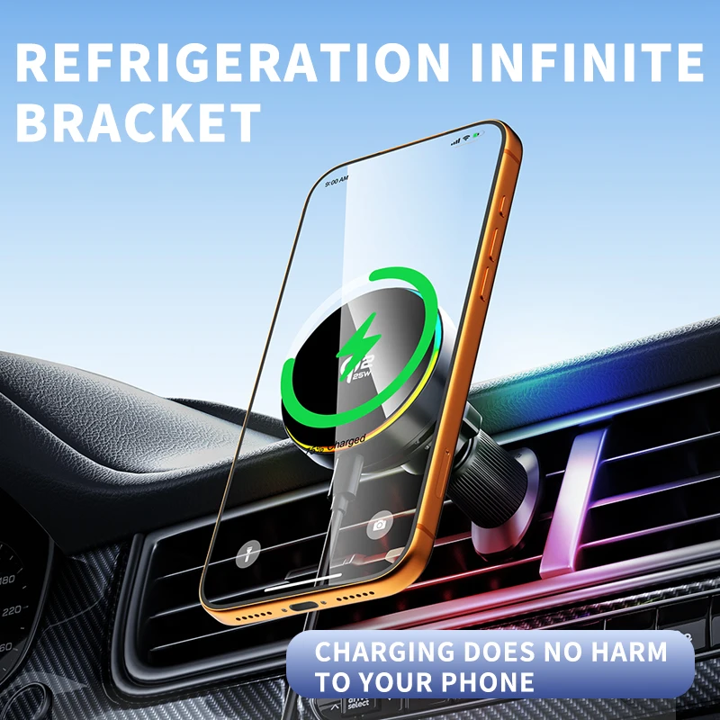 Magnetic 25W Wireless Car Charger & Phone Holder Stand with Fast Charging