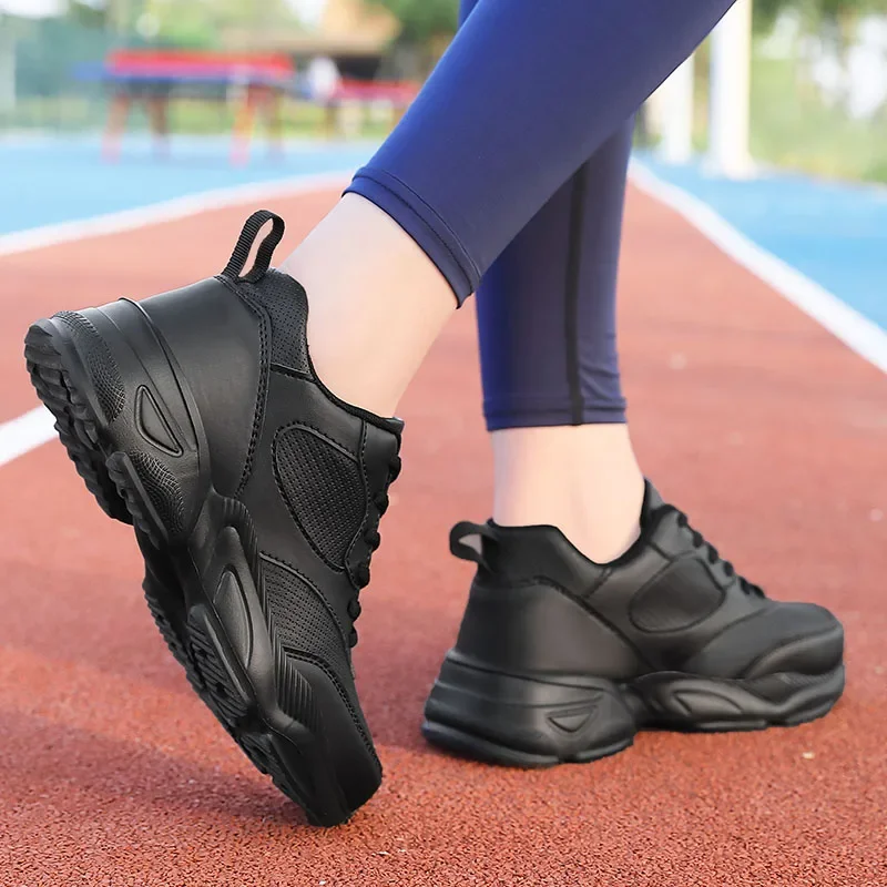 Autumn Winter Leather Waterproof Running Shoes Women Lightweight Comfortable Soft Casual Sneakers Ladies Non-Slip Jogging Shoes