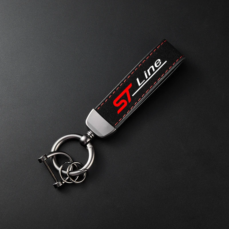High-Grade Leather Suede Keychain with Horseshoe Buckle - Sporty Car Key Ring