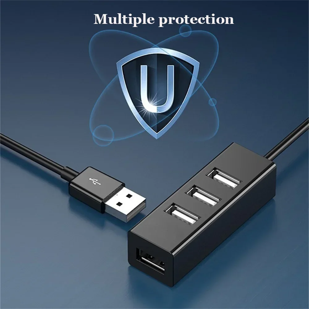 High-Speed 4-Port USB Hub Splitter with Power Adapter