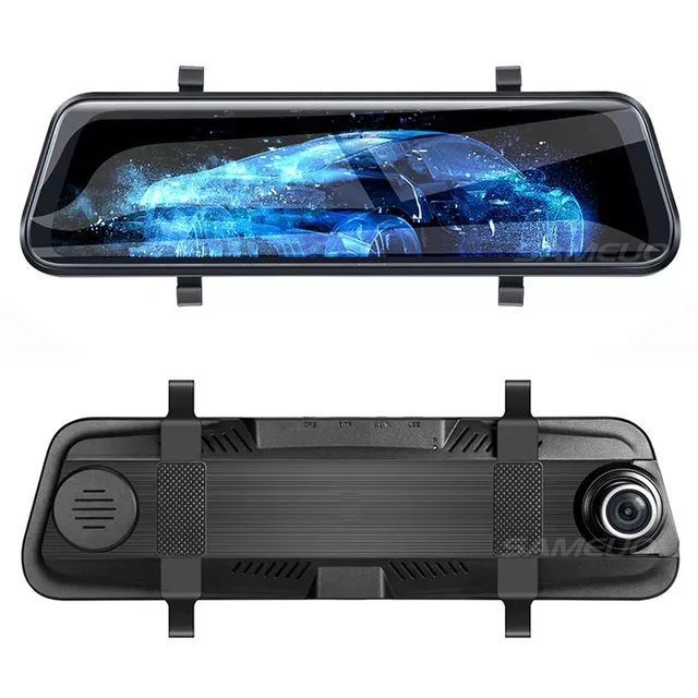 Caméra de rétroviseur pour voiture, écran tactile, enregistreur vidéo,  rétroviseur, caméra de tableau de bord, avant et arrière, boîte noire DVR -  AliExpress