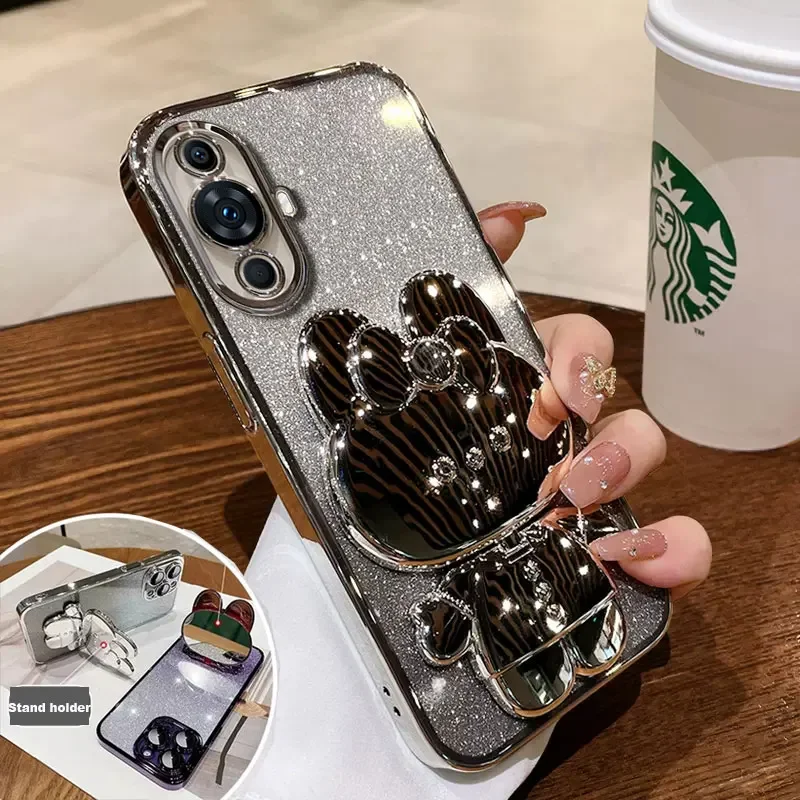 Luxury Glitter Mirror Rabbit Holder Shockproof Case