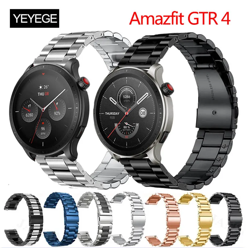 Amazfit GTR 4 용 시계 팔찌 스트랩 Huami Amazfit GTR 4 용 스테인레스 스틸 밴드 금속 한국 Pulseira 손목 밴드, 스마트 워치