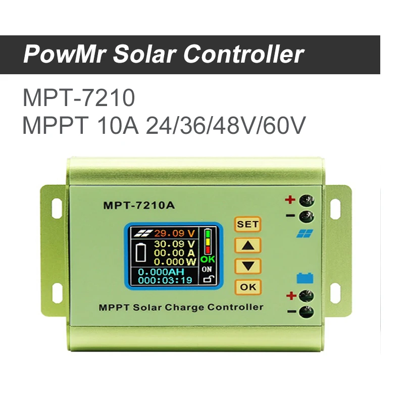 Pannello Solare Lcd Del Regolatore Solare 0-10A Di Spinta Della Batteria Al Litio Del Regolatore Della Carica Di Mppt Mpt-7210 Per La Batteria 24/36/4
