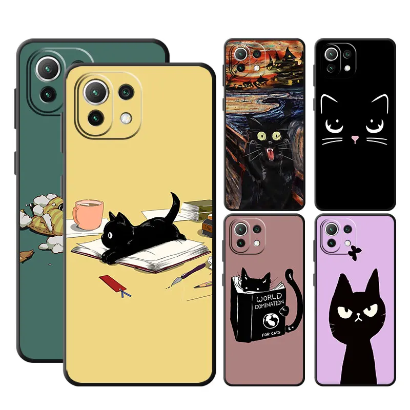 Black Cat Cartoon Cute Case Per Xiaomi Mi 9T 10 11 Lite Cc9 11T Pro 12 A2 8 Lite 10T 13 Note 10 Lite 9 Se Cover In Silicone